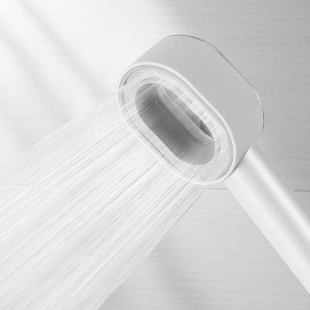White shower head on a black background